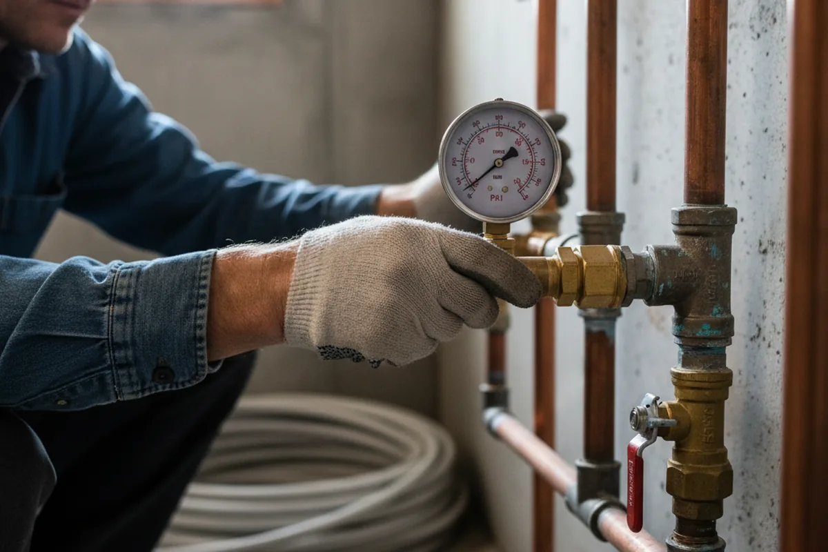 Pressure testing a repaired line during Water Line Repair in Pomeroy
